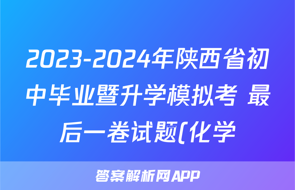 2023-2024年陕西省初中毕业暨升学模拟考 最后一卷试题(化学)